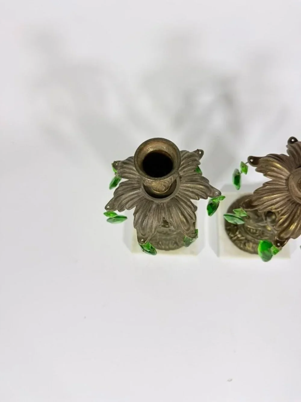 Candle Holders Bronze color Cherub Pair Set 2 Candleabra Italian Marble Bases It